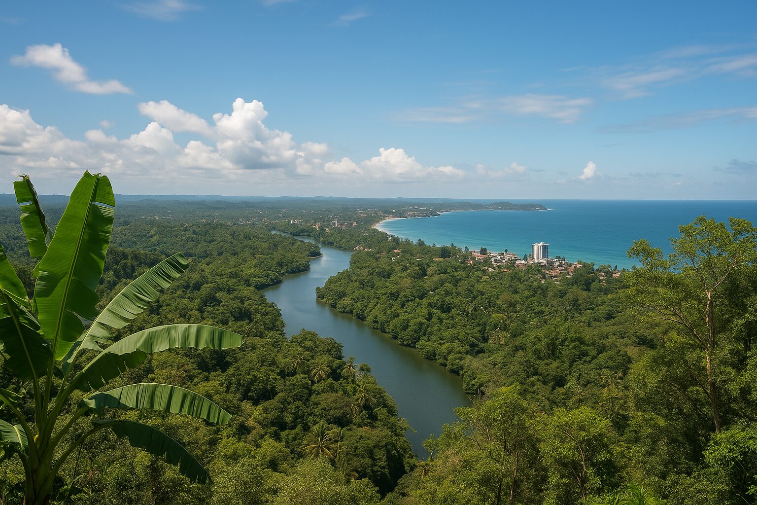 Scenic aerial view of Weligama Bay Sri Lanka with lush greenery and coastline — nature highlights in Weligama travel guide.