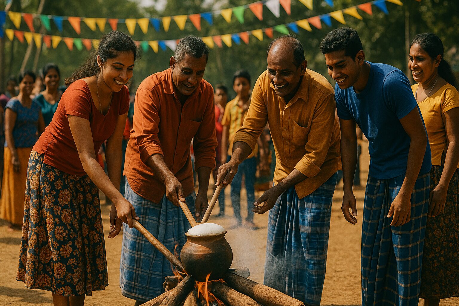 Families celebrating Sinhala and Tamil New Year during the best time to visit Weligama in April.