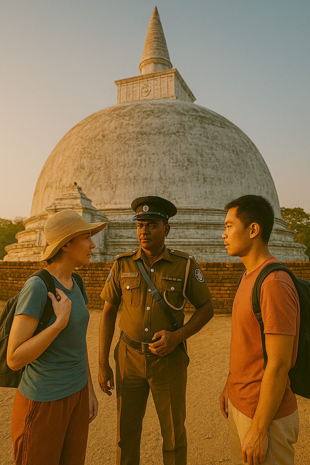 Visitor guidance and safety advice near Kiri Vehera Polonnaruwa inside the protected Sacred City heritage zone